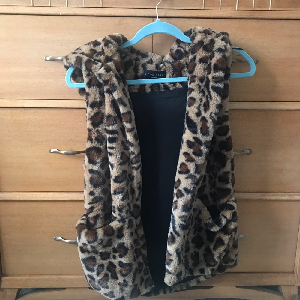 Cheetah print fur vest